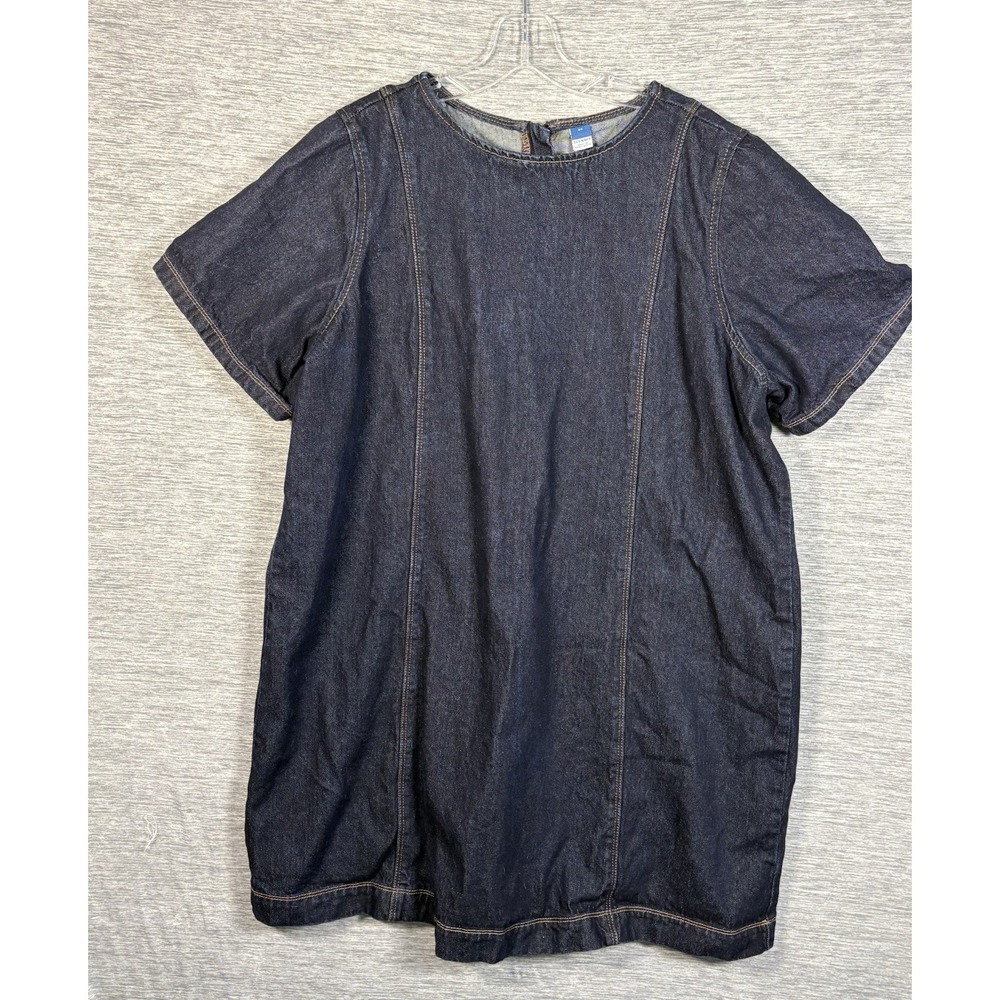 Old Navy Denim Mini Dress Short Sleeve Dark Wash Shift Jean Size 2X Plus 20W 22W